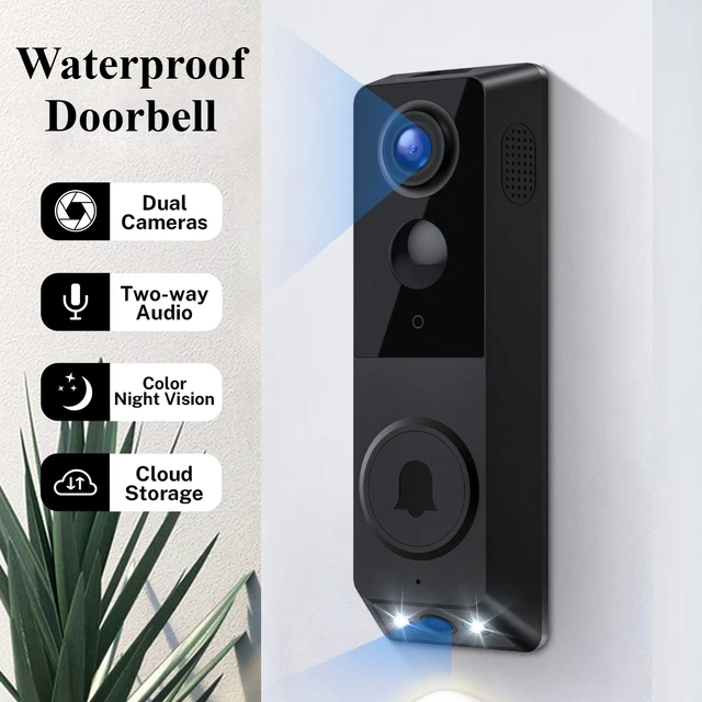 Tuya Waterproof Outdoor Wireless Doorbell with Dual Camera WiFi 1080P Video AI Motion Detection Intercom Digital Door Peephole 1