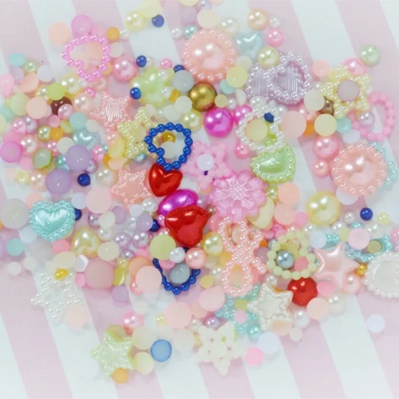 Kawaii Pastel Cabochon Mix | Assorted Decoden Cabochons | Candy Heart Moon  Ribbon Bow Resin Pieces (20pcs / Pink / Flatback)