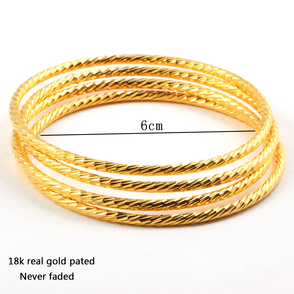 Metal Bracelet 4pcs/set Gold Color Jewelry Muslim Turkish Bangles Ethiopian African Women Dubai Bracelet Party Wedding Gifts