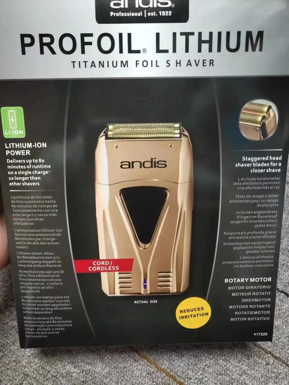 기존 Andis Profoil 리튬 플러스 17200 이발사 헤어 청소 전기 면도기 남성용 수염 수염 면도기 대머리 면도기