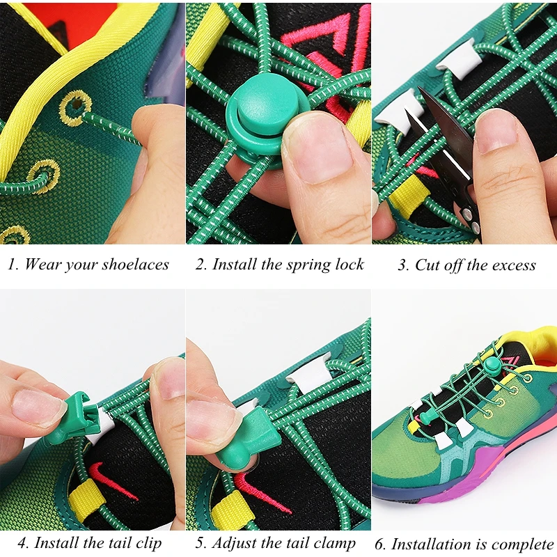 No Tie Shoe Laces Round Push The Spring Lock Sports Elastic Shoelaces Suitable For All Shoes Lazy Laces Shoe Accessories 1 Pair