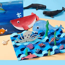 Dibujo de papel de ballena de dibujos animados para niños, juguetes artesanales hechos a mano, paquete de Material, rompecabezas creativo, juguetes de papel coloridos