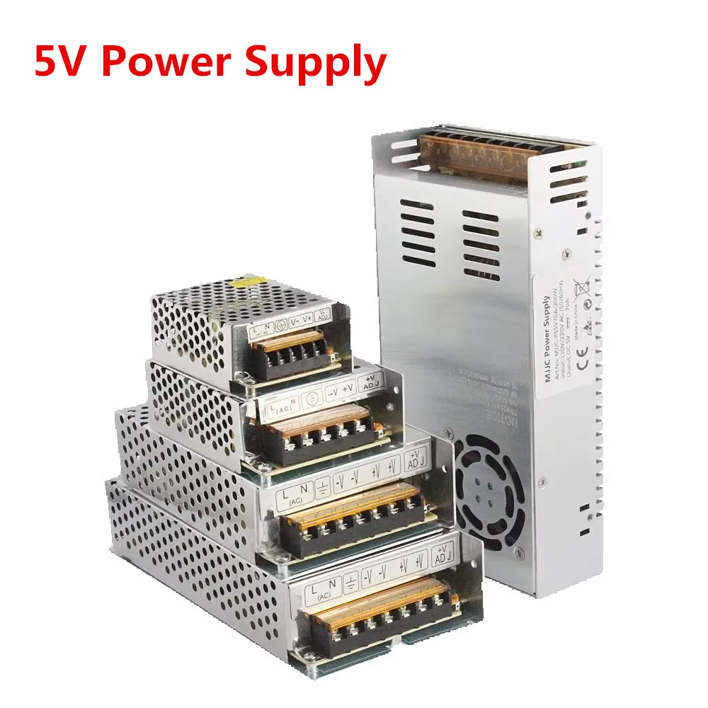 DC 5V Power Supply 20A 10A 5A 30A 40A 60A 70A 110V 220V to 5 Volt Lighting Transformer LED Driver for Strip Light Power Adapter