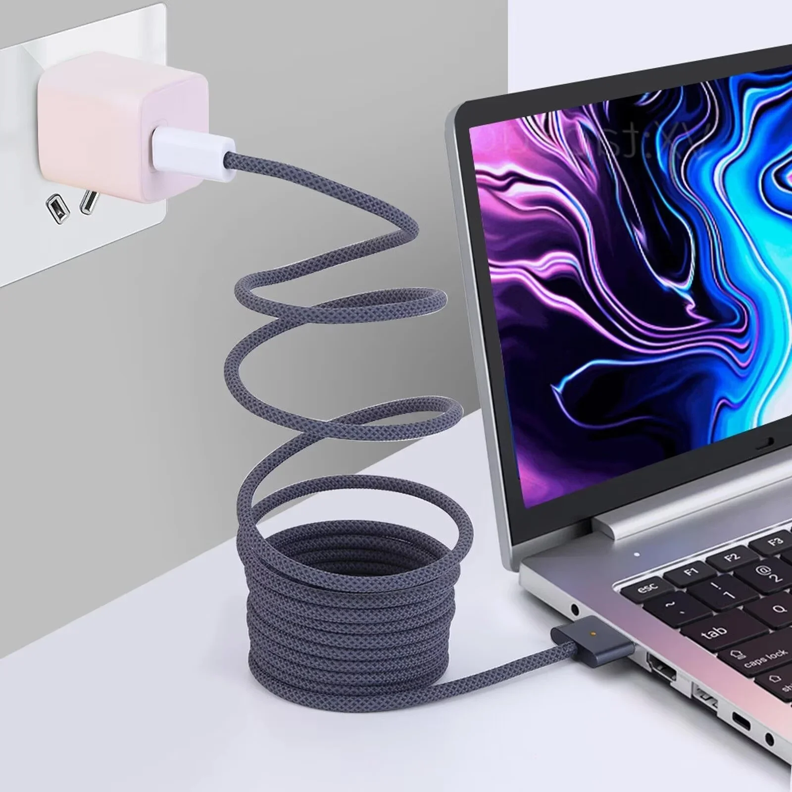 Cavo Di Ricarica Magnetico USB Tipo C Da 2 M Per Magsafe 3 Cavo Di Ricarica Per Laptop Convertore PD 140 W Per MacBook Air/Pro A2442 A2485 A2 - Foto 9