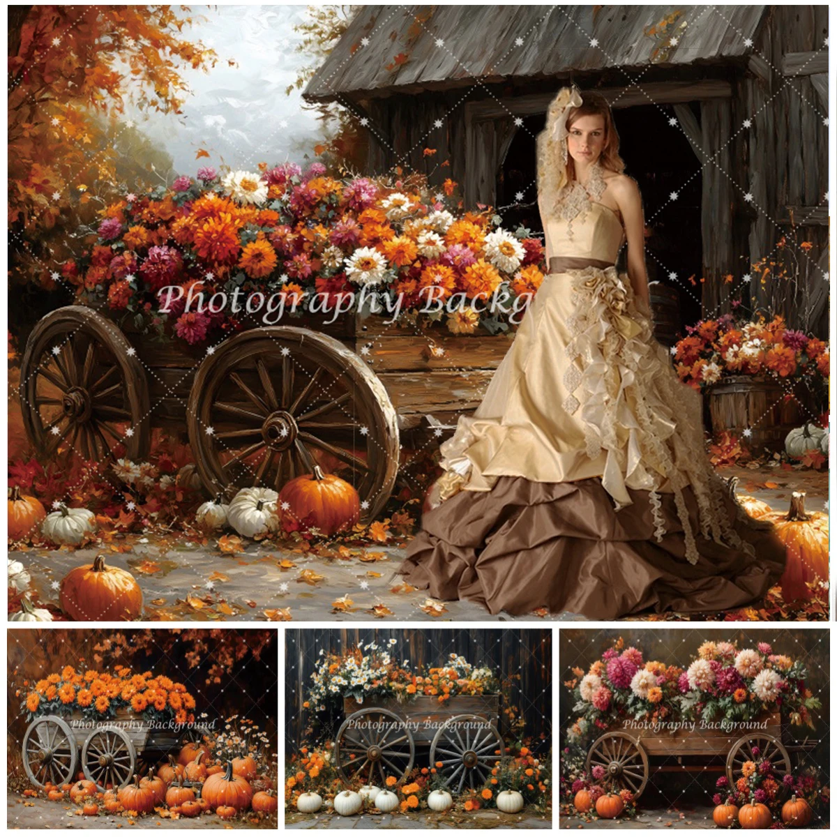 Fondo de fotografía de granja de otoño, escena de cosecha de calabaza  Floral, fondo de retrato de boda rústico para decoraciones de fiesta de  otoño - AliExpress, image size:1200x1200