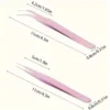 2pcs Stainless Steel Precision Tweezers, Color Scrapbook , Straight And Curved Head , Pink/Blue/Purple/White/Bla 6