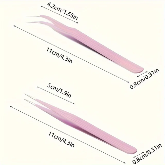 2pcs Stainless Steel Precision Tweezers, Color Scrapbook , Straight And Curved Head , Pink/Blue/Purple/White/Bla 6
