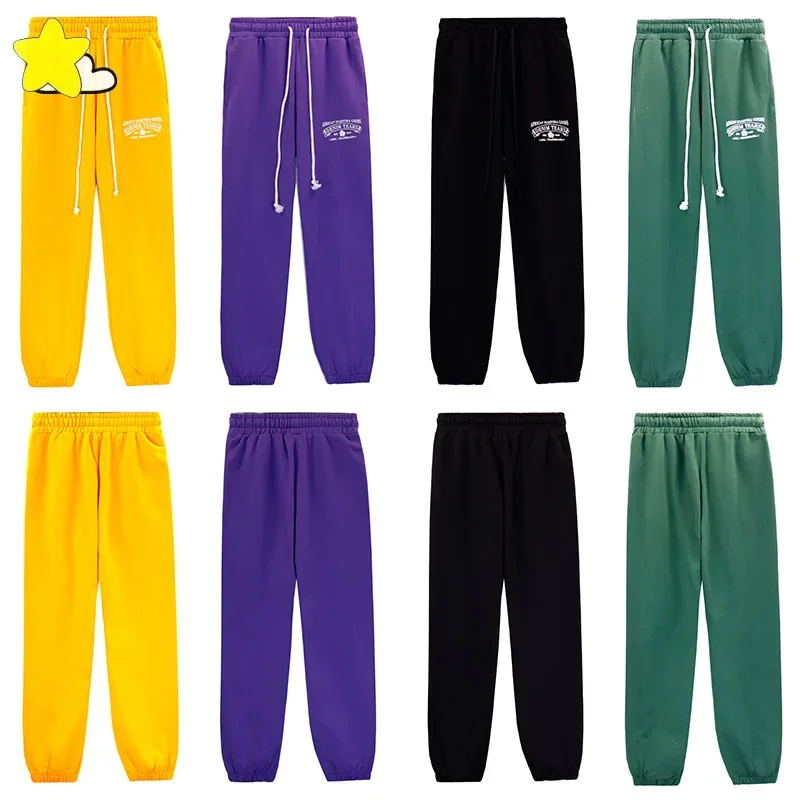 

Men Women Casual Pants Black Yellow Green Purple Jogger Drawstring Trousers Kapok Puff Print Denim Tears Sweatpants Inside Tags