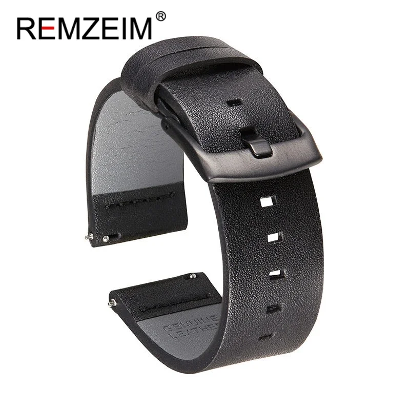Premium Gray Genuine Leather Watch Band Strap with Quick Release