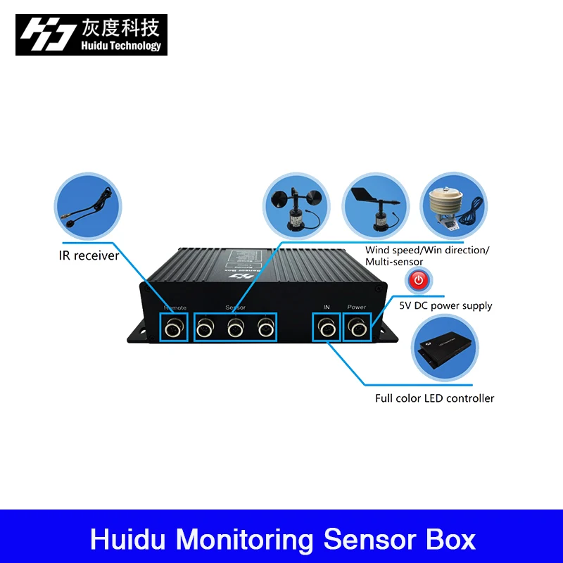 

HD-S208 Environmental Monitoring Sensor Box of temperature, humidity, brightness, PM alue, wind speed, wind direction, noise