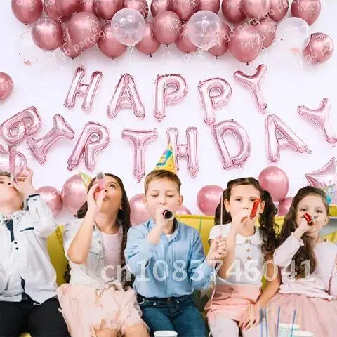 

50pcs/Set Rose Gold Happy Birthday Balloons Metallic Confetti Latex Globos Kids Birthday Party Decorations Baby Shower Supply