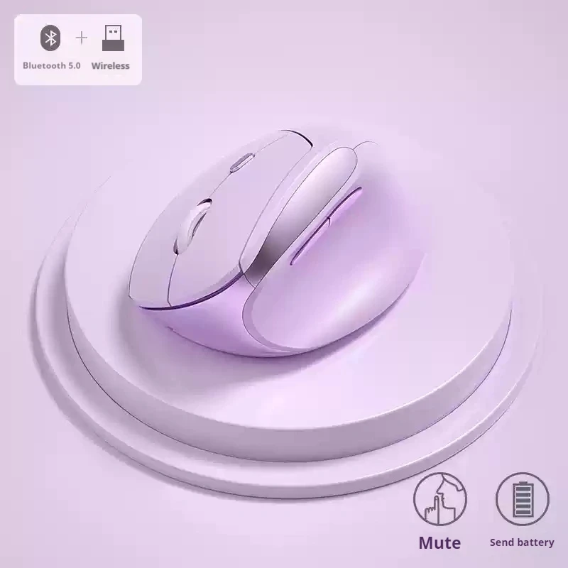 Bow Vertical Mouse Dual Mode Wireless Bluetooth Universal Ergonomic Anti Slip