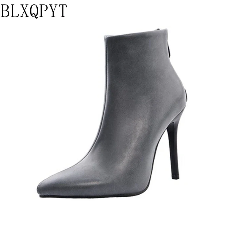 

Autumn Winter Boots Women Big Size 34-48 Pointed Toe Ankle Boots Thin Super High Heels10cm Sexy Pumps wedding Shoes woman 8747