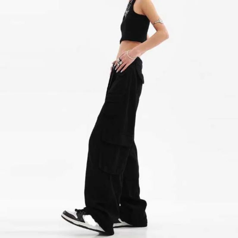 Women's Cargo Pants Harajuku HipHop Style Baggy Wide Leg Straight Trousers Y2K Streetwear  Fashion Retro Clothing Plus Size