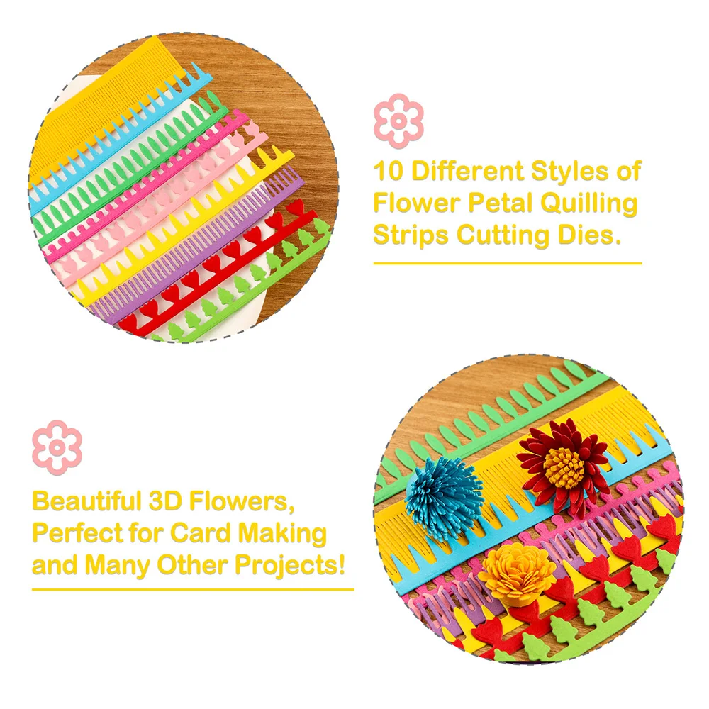 다른 3D 롤드 꽃 컬렉션 금속 절단 다이, 꽃 꽃잎 퀼링 스트립 가장자리 슬림 라인 다이 컷 DIY 카드 만들기