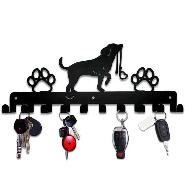 Cute Dog Metal Wall Hanging Storage Rack With Hooks, Durable Coat