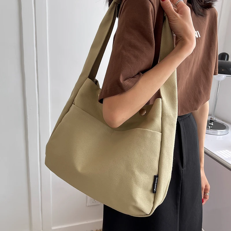 VeryMe Women's Large Capacity Canvas Bag Solid Color Handbags Designer Shopping Pack Casual 2022 Female Shopper Tote Bolso Mujer