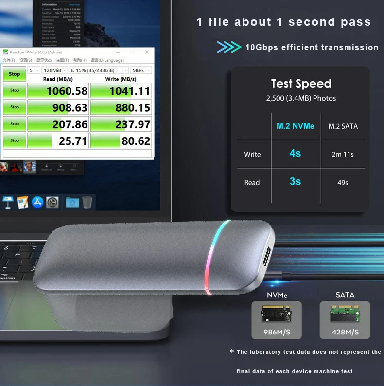 WALRAM RGB M.2 NVMe SATA   ϵ ̺ ũ Ŭ, USB 3.1 C Ÿ, 10Gbps SATA USB ܺ Ŭ ڽ
