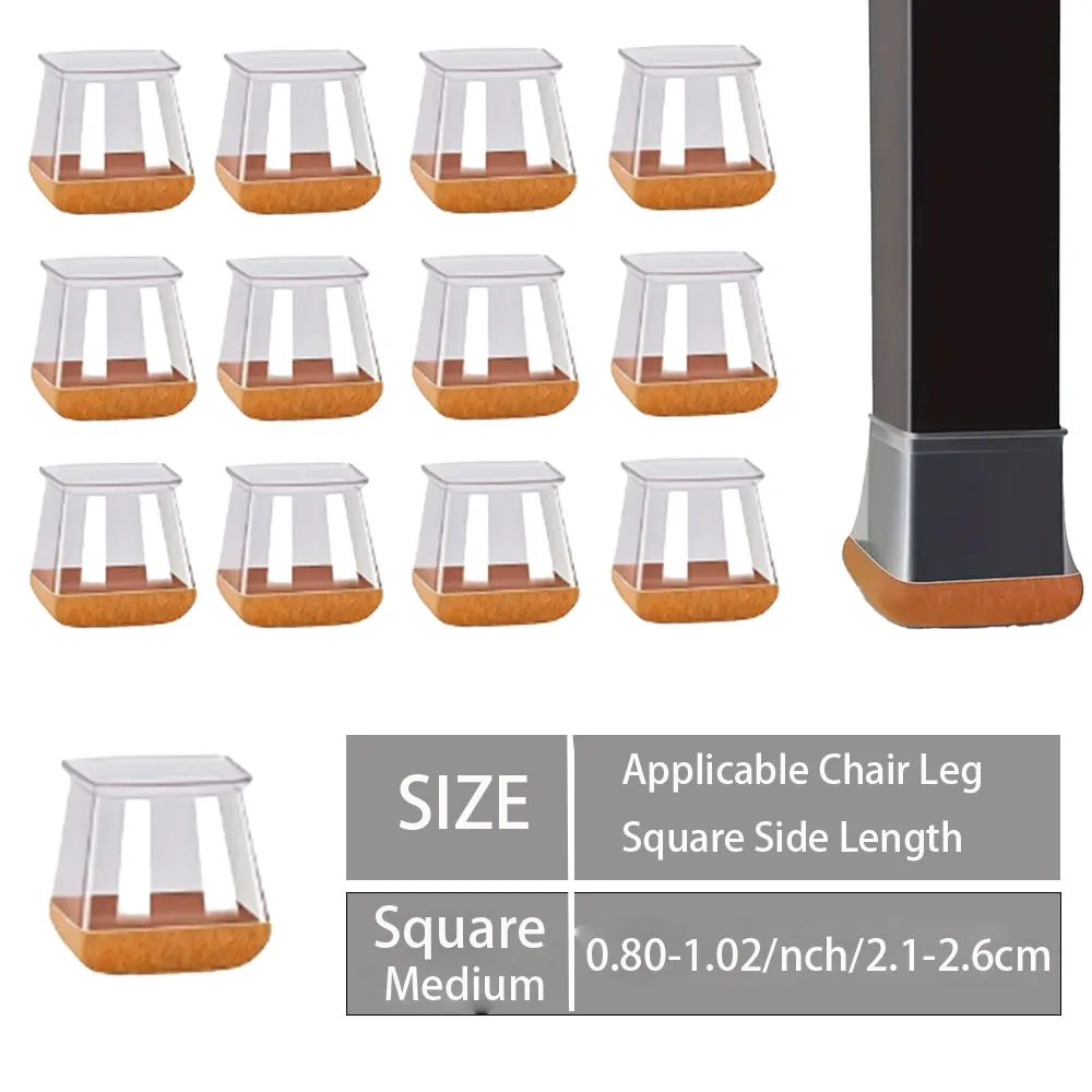 Square Chair Leg Floor Protectors with Felt Bottom - Premium Floor Protector Pads