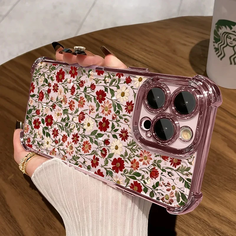 Cute Colorful Daisy Candy Plating Transparent Phone Case