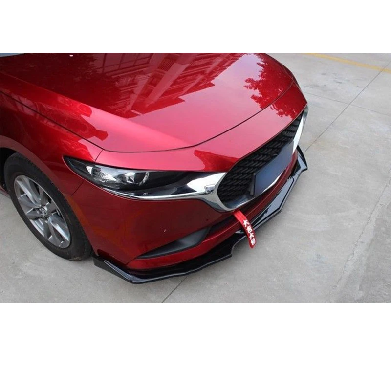 마쯔다 3 세단 2017-2018 블랙 카본 ABS 프론트 범퍼 립 스포일러 바디킷 3PCS 범퍼 보호