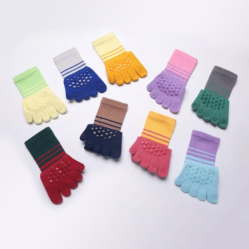 

Цветные полосатые хлопковые женские носки до середины икры, противоскользящие спортивные носки с пятью пальцами для балетных танцев и фитнеса