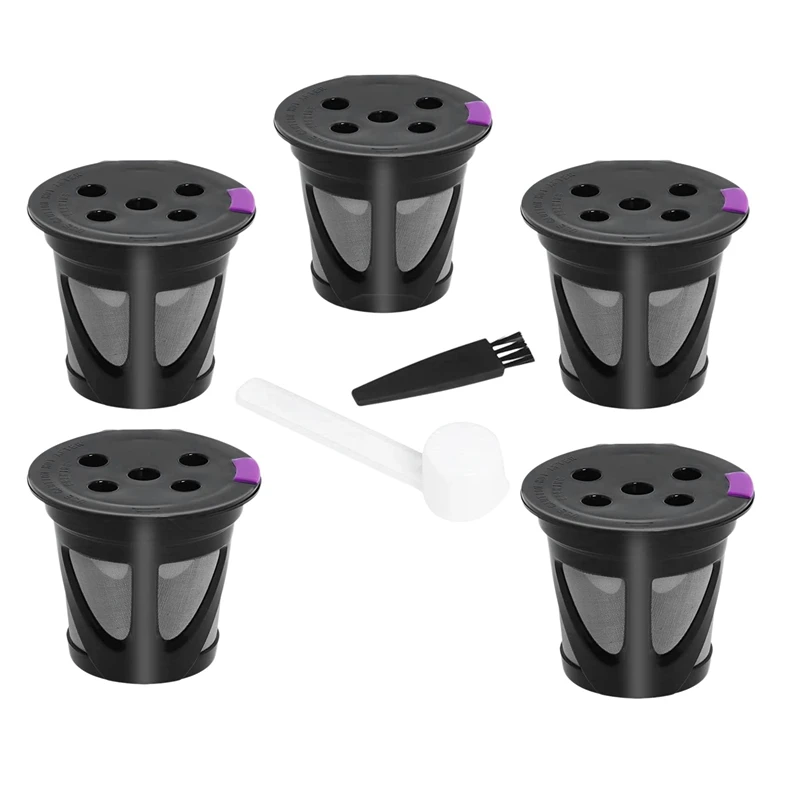 

5 шт Многоразовые K чашки Keurig одной чашки кофе машины многоразового использования Kcups кофе фильтры с ложка-кисточка