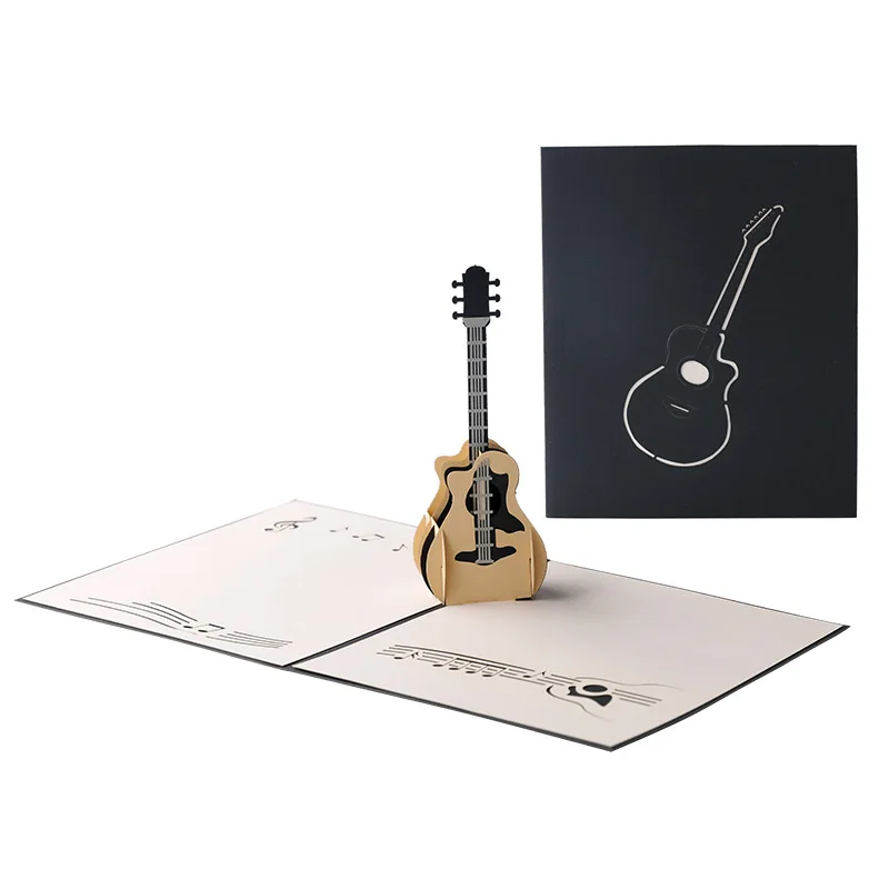 3D Pop Up Music Guitar Greeting Card Christmas Valentine Birthday Invitation Cards