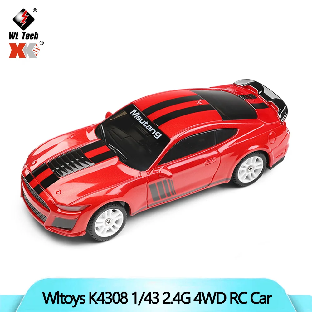 Wltoys K4308 1/43 2.4G 4WD 미니 드리프트 RC카 LED 라이트 리모컨 고속 온로드 레이싱 차량 소년 장난감