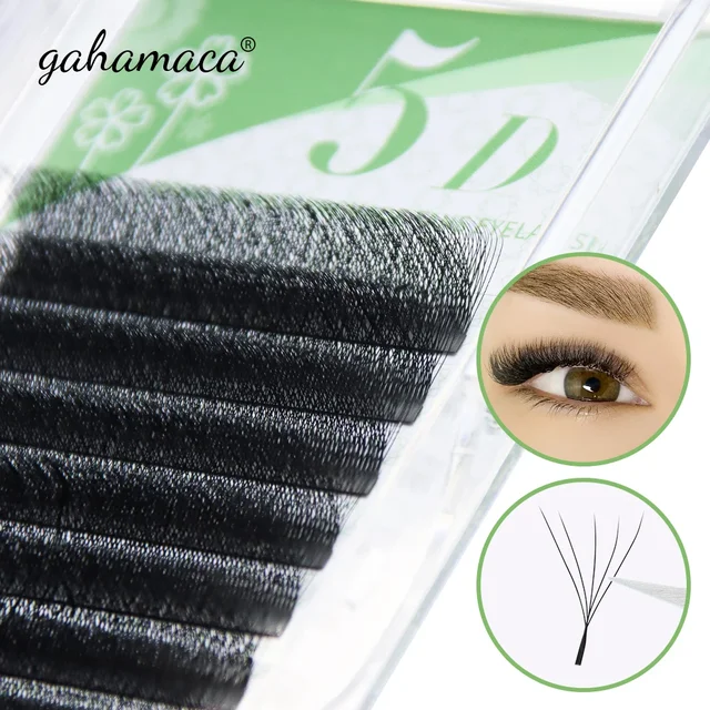 GAHAMACA W Shape Lashes Extension 3D4D5D Premade Volume Fan Eyelash Makeup Supplies Individual Lash 12 Rows Easy Fan