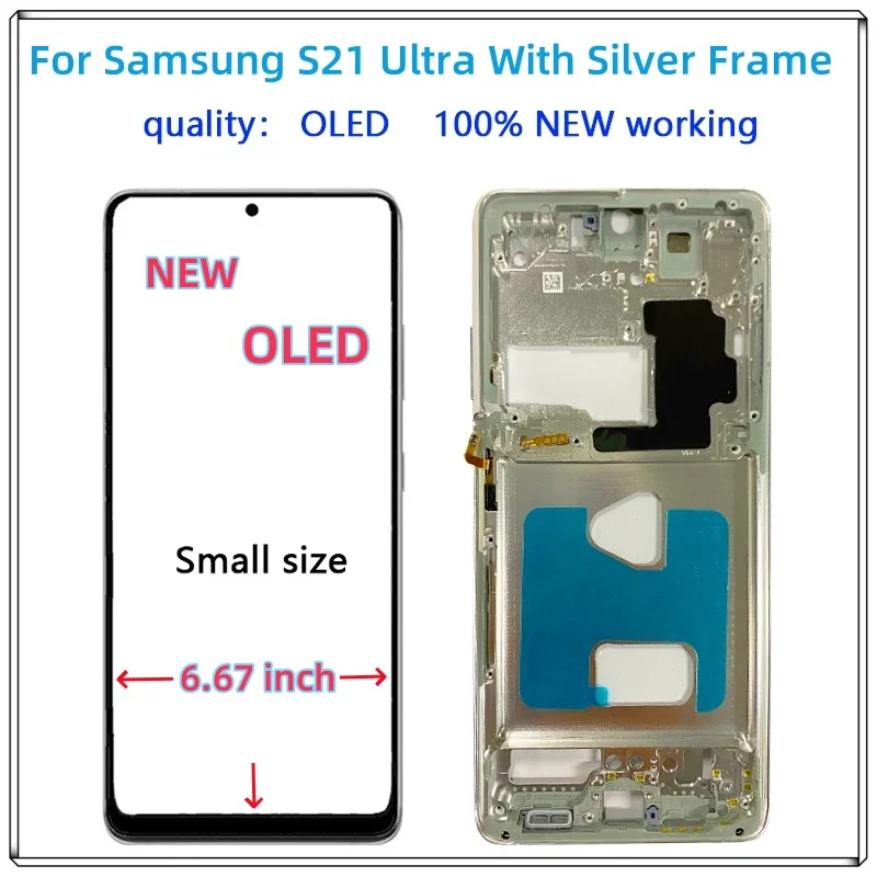 100%  OLED ÷,  SM-G998F/DS G998B G998U LCD ġ ũ, Ｚ  S21 Ʈ LCD, S21Ultra G998, ǰ