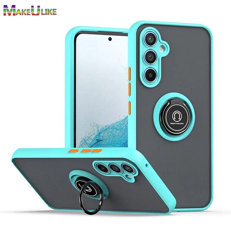 

Case for Samsung Galaxy A24 4G Case Ring Matte Silicone Bumper Shockproof Hard Cover for Samsung M14 F14 M54 A34 A14 A54 5G Case