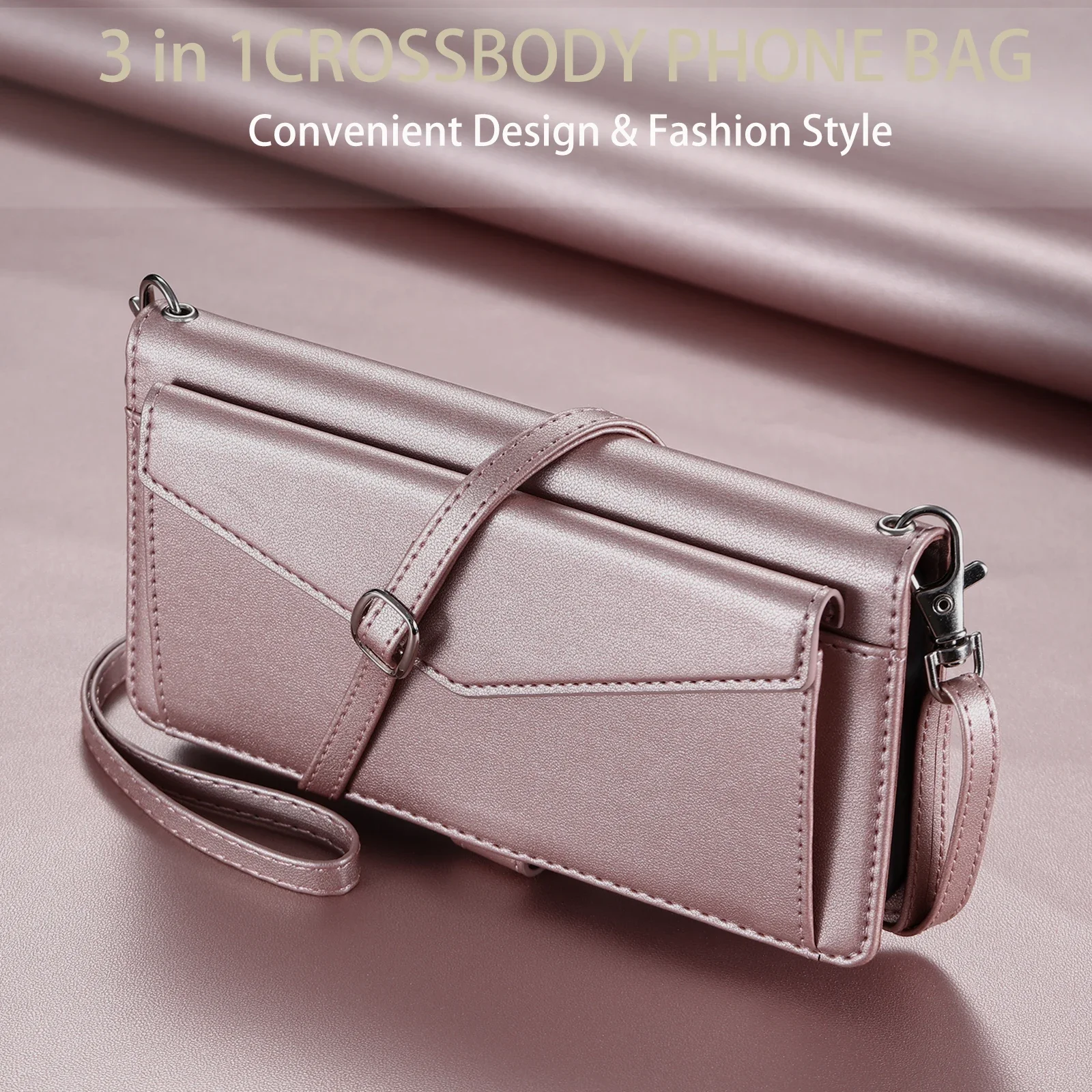 Luxurious Crossbody Leather Wallet Case with Card Slot and Pocket