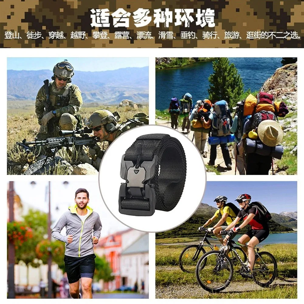 Newest Automatic Magnetic Buckle Tactical Belt Mens Canvas Tactical Workwear Casual Outdoor Military Training Pants Belt For Men