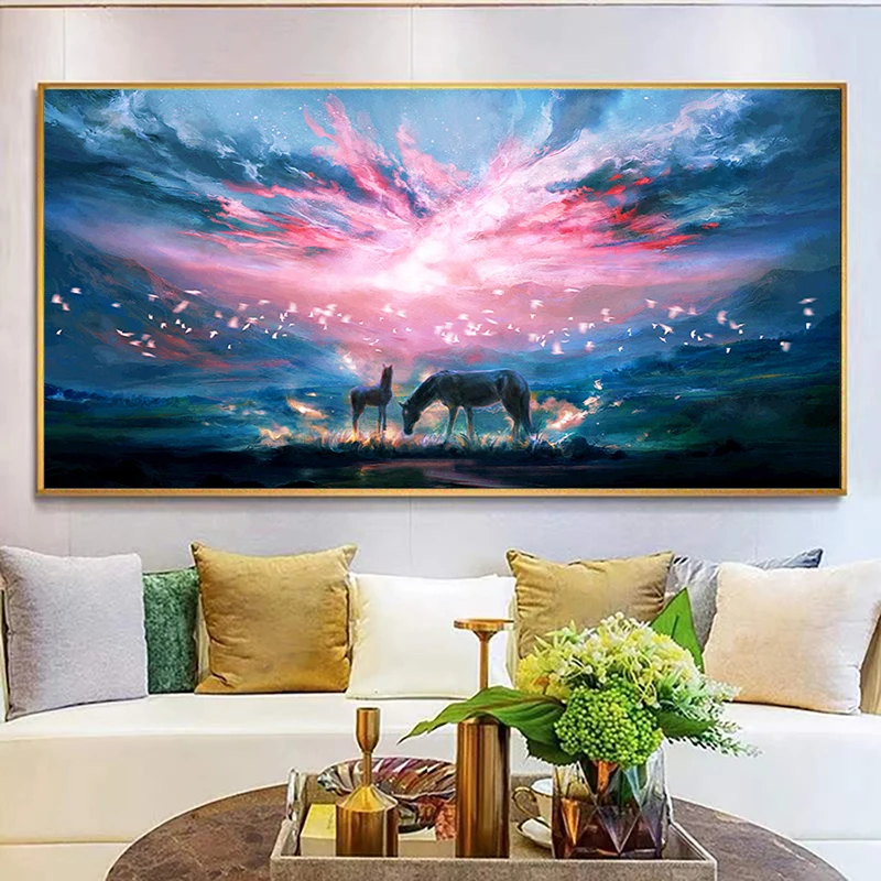 

Алмазная живопись «сделай сам», закат, психоделический ландшафт, искусство для вышивки крестиком в гостиной, настенная живопись, домашний декор