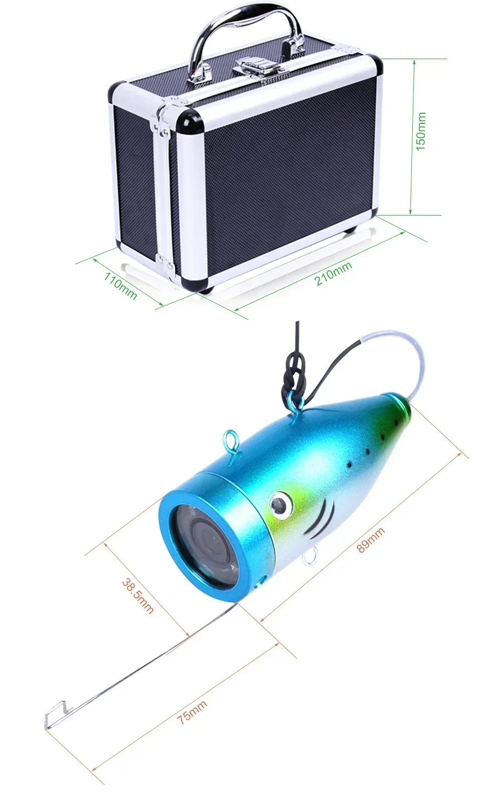 Câmera subaquática para pesca, câmera impermeável para gelo, mar, rio, FishFinder, 7 Polegada, 1000TVL, IP68, 15m, 30m, 50m