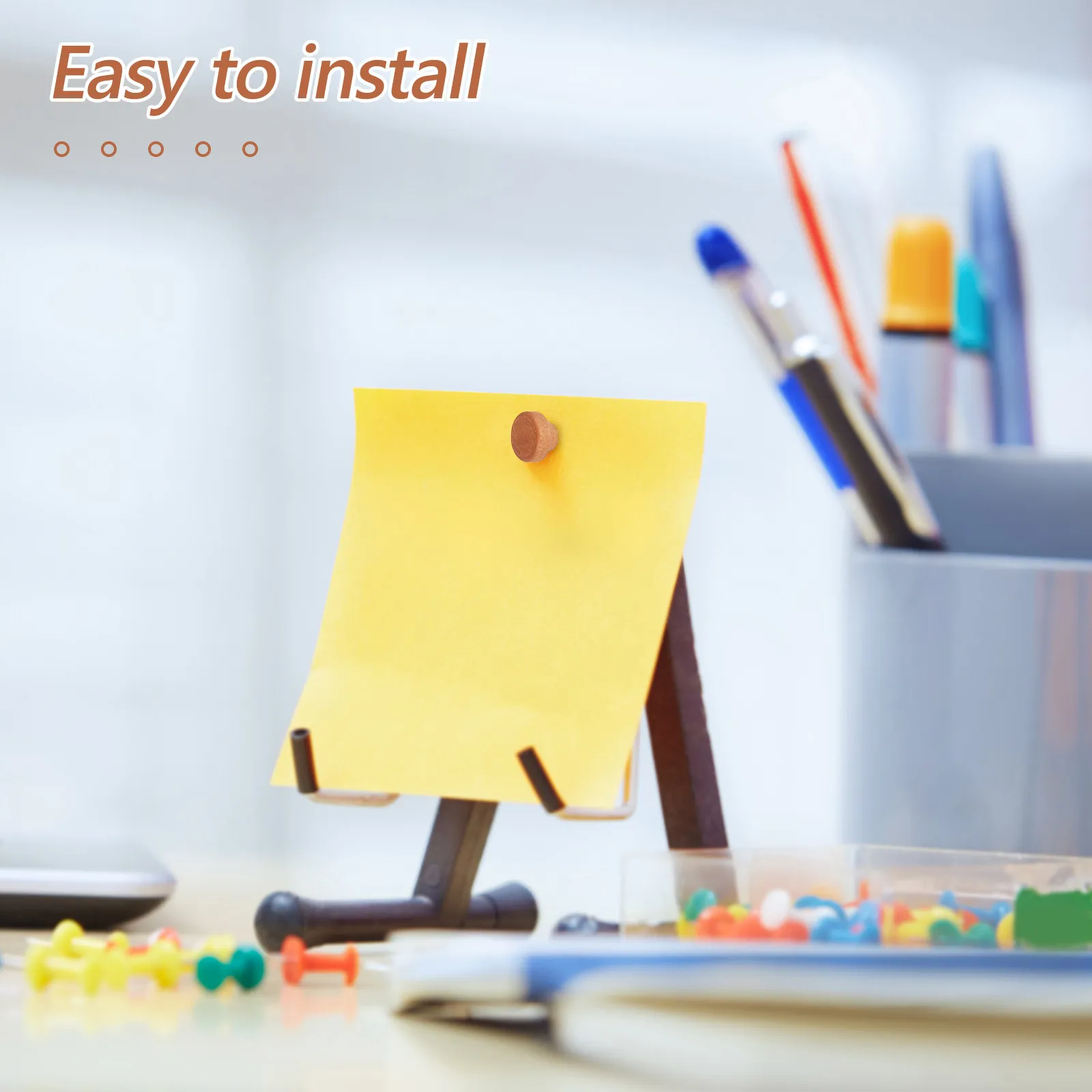 50개 프리미엄 나무 원형 푸시핀 녹 방지 원형 압정 사진 벽 게시판 가정 사무실 장