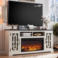 Farmhouse Fireplace TV Stand with 36" Electric Fireplace for 80 Inch TV, 32" Tall Entertainment Center, Modern Media Console, 6 3