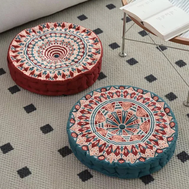 Cushion Bottom and Breathable Chair Cushion Round Pillows Floor Cushion Thickened Circular Bohemian Style Floating Window Tatami