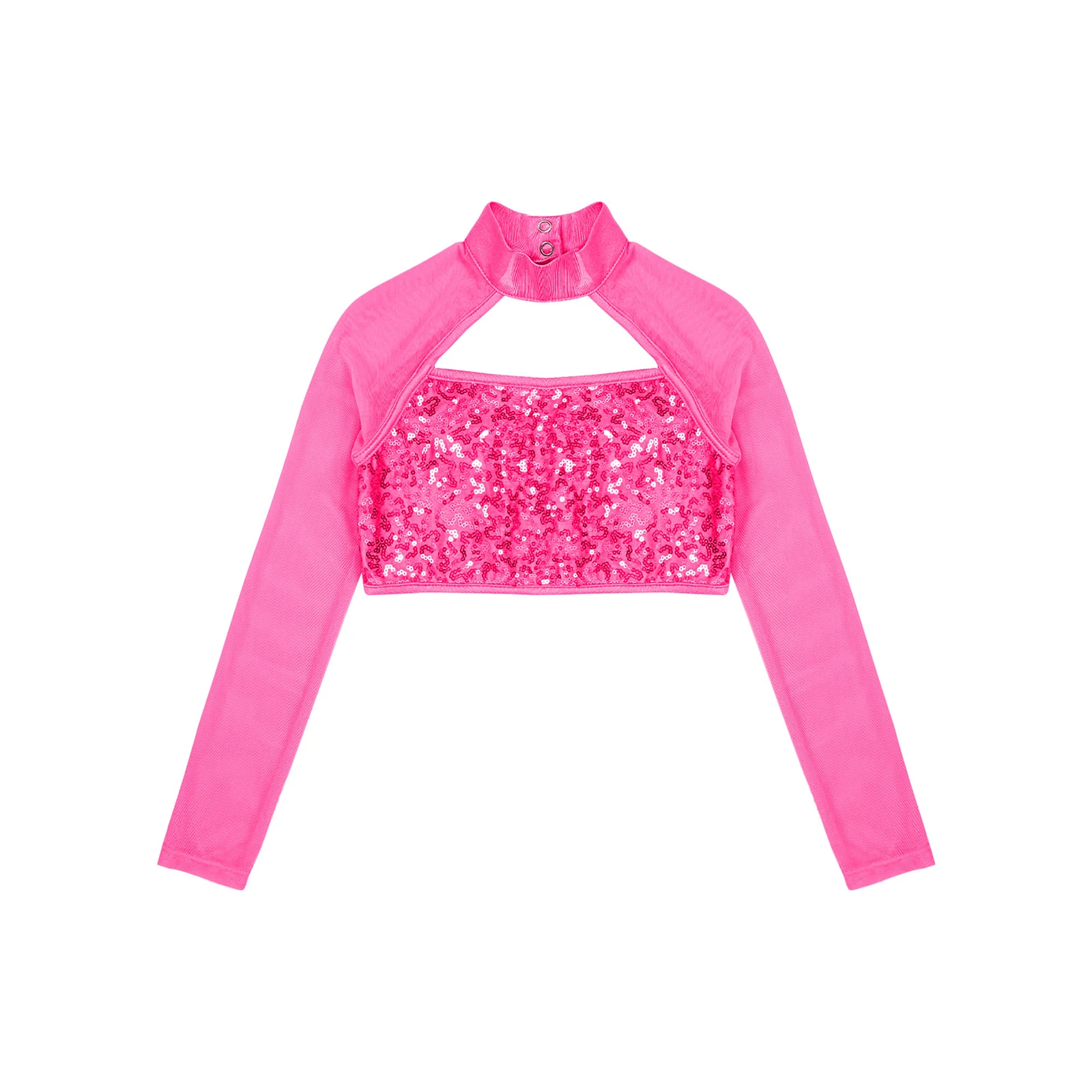 Girls Tank Tops Kids Girls Sequins Crop Tops Long Sleeve Ballet Dance Tank Tops for Modern Latin Jazz Dancing Stage Performance Dance Costume