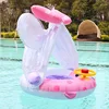 Baby Swimming Float Ring With Roof Inflatable Double Raft Rings Toy Floating Cartoon Steering Wheel Kids Swim Pool Accessories 1