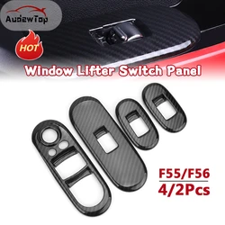 Car Window Lifter Switch Control Cober Case Shell Carbon Fiber Stickers For Mini Cooper S JCW F55 F56 Hatchback Car Accessories
