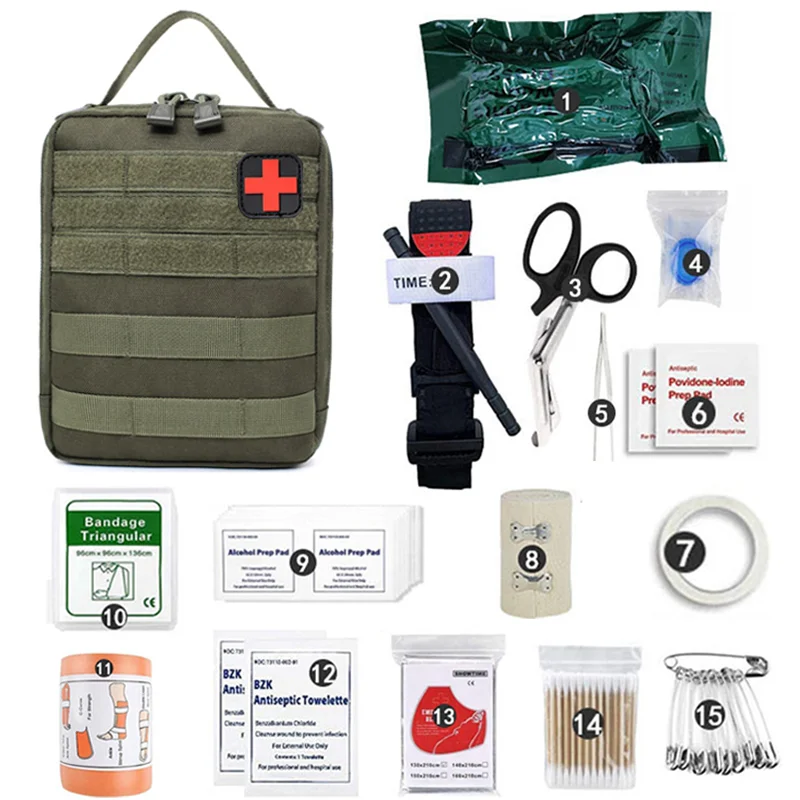 

Outdoor Survival First Aid Kit Gear IFAK Molle Bag Tactical Military Medical Tourniquet Bleeding Israel Bandage Emergency Bag