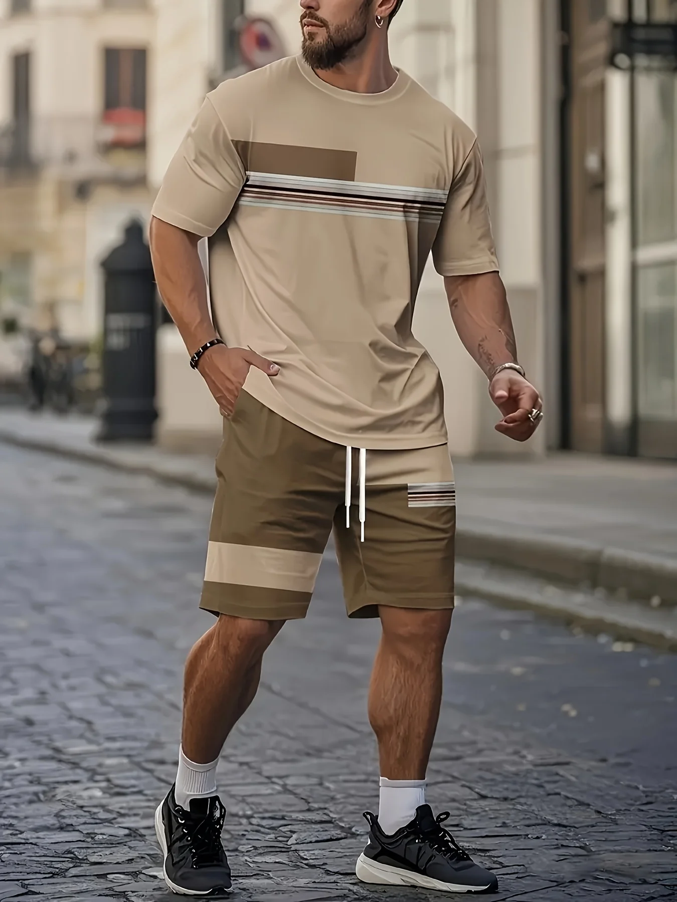 Summer 2025 Bestseller Men's short-sleeved suit Breathable casual and fashionable 3D printed outdoor streetwear Sf3e2d06087c14a32bab146cf18e4a63cY