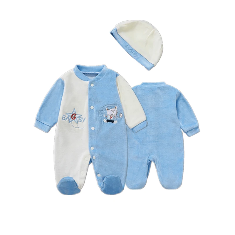 Velvet cartoon pattern newborn cotton fabric for 0-9 months baby boys and girls baby winter pajamas sleepers for baby BOY baby clothes baby sleepsuit