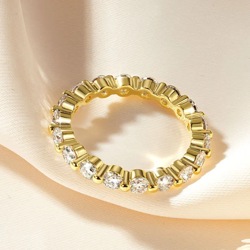 Ehhai GRA-Zertifizierter 3mm Moissanit Voll-Eternity-Ring Stapelbarer Verlobungsring für Damen 14K Goldfilled Hochzeitsschmuck Geschenke – Detail 13