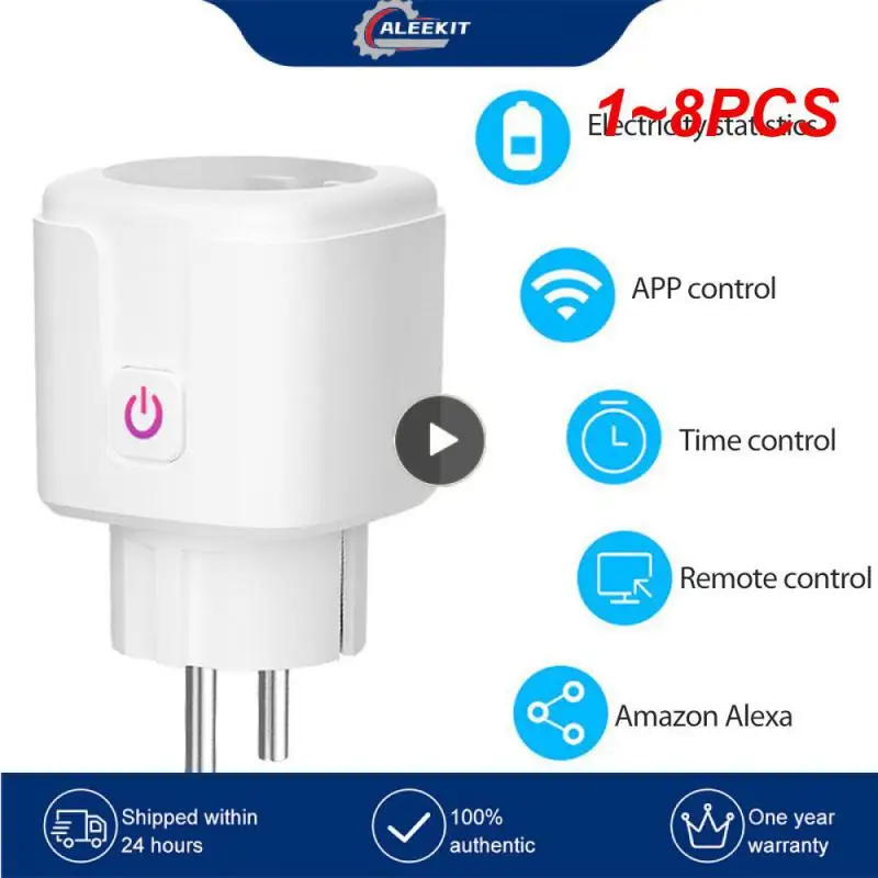 

1~8PCS Smart WiFi Plug Adaptor 16A Remote Voice Control Power Monitor Socket Outlet Timing Function work with Alexa Home