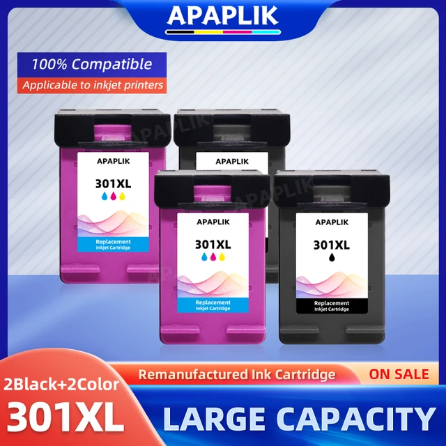 APAPLIK Remanufactured Ink Cartridge For HP 301 XL Black and