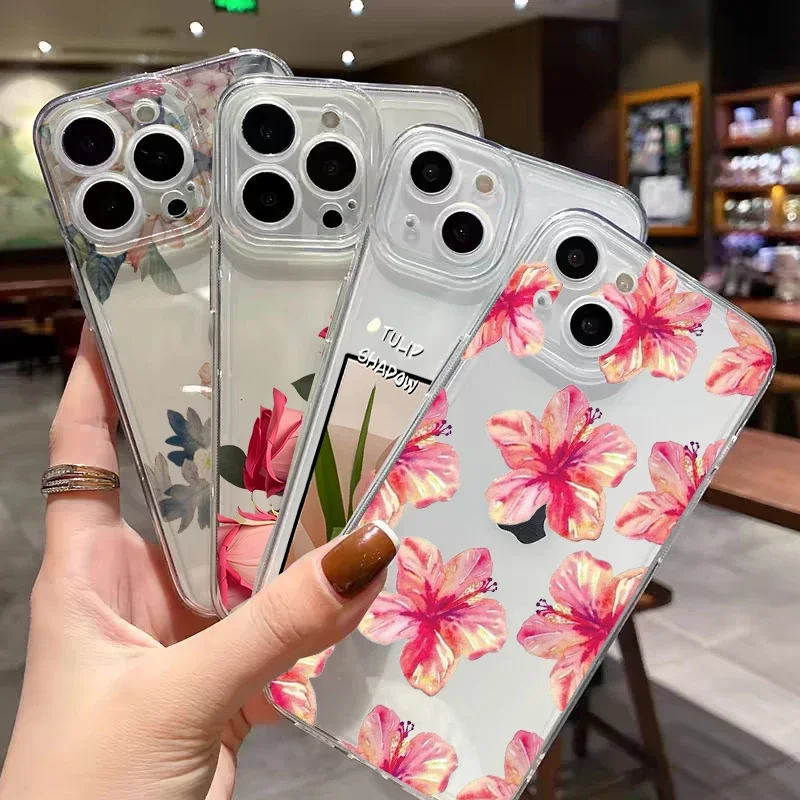 Vintage Flower Lily Hibiscus Soft Phone Case Cover