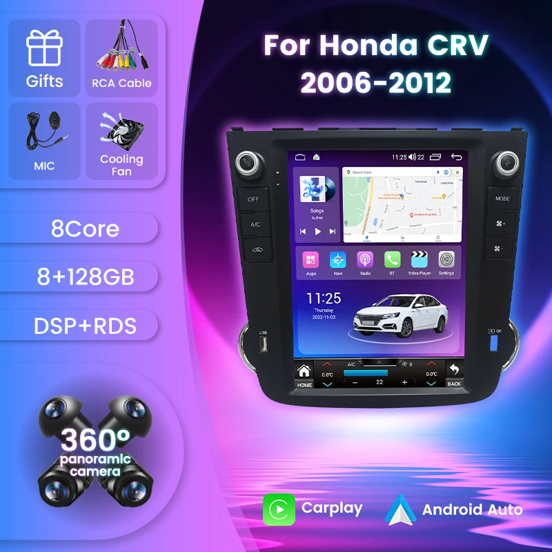 Radio con GPS para coche, reproductor Multimedia con pantalla Vertical
